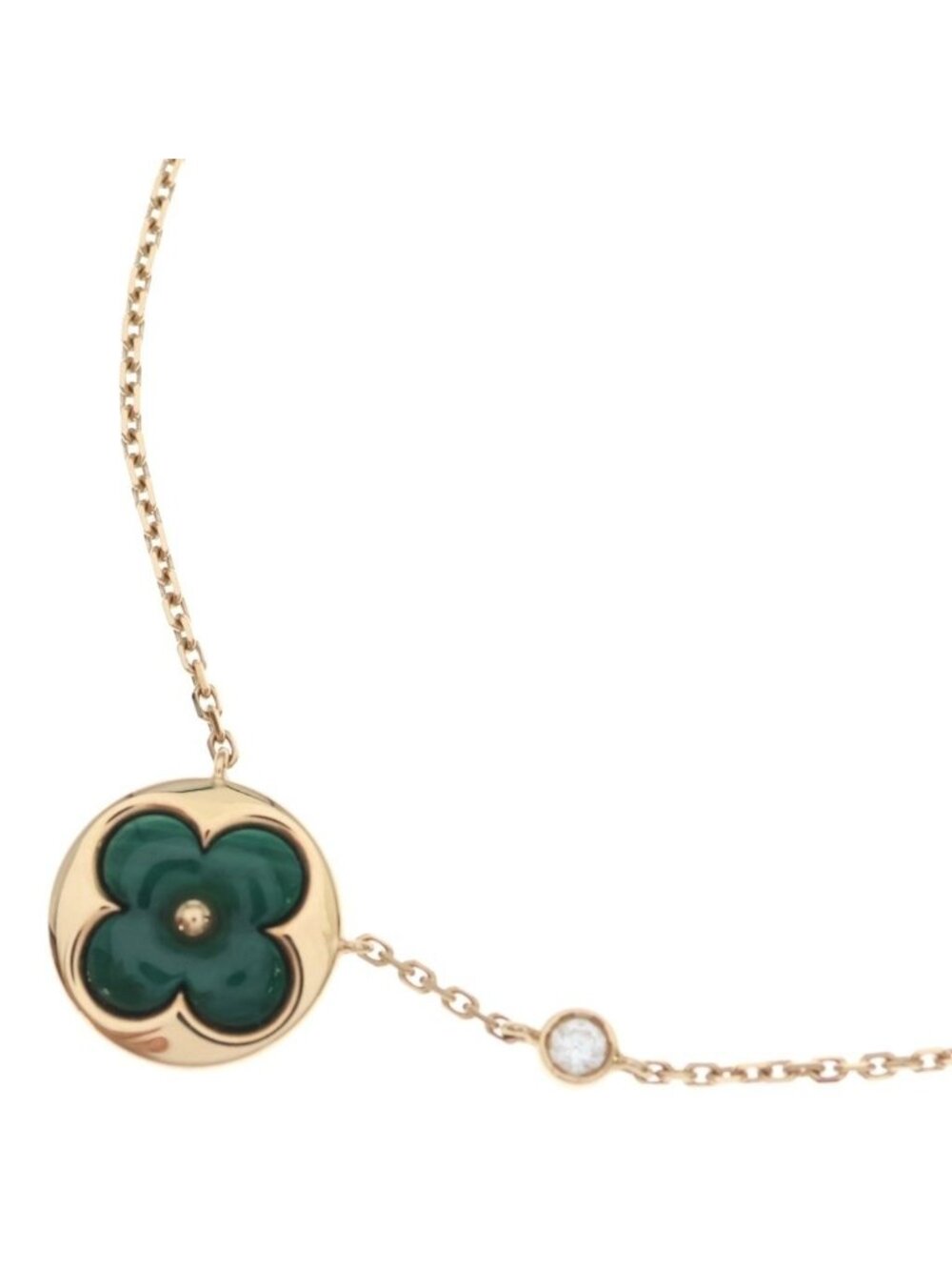 Louis Vuitton Pendant Sunblossom BB Necklace Malachite Diamond Pink Gold